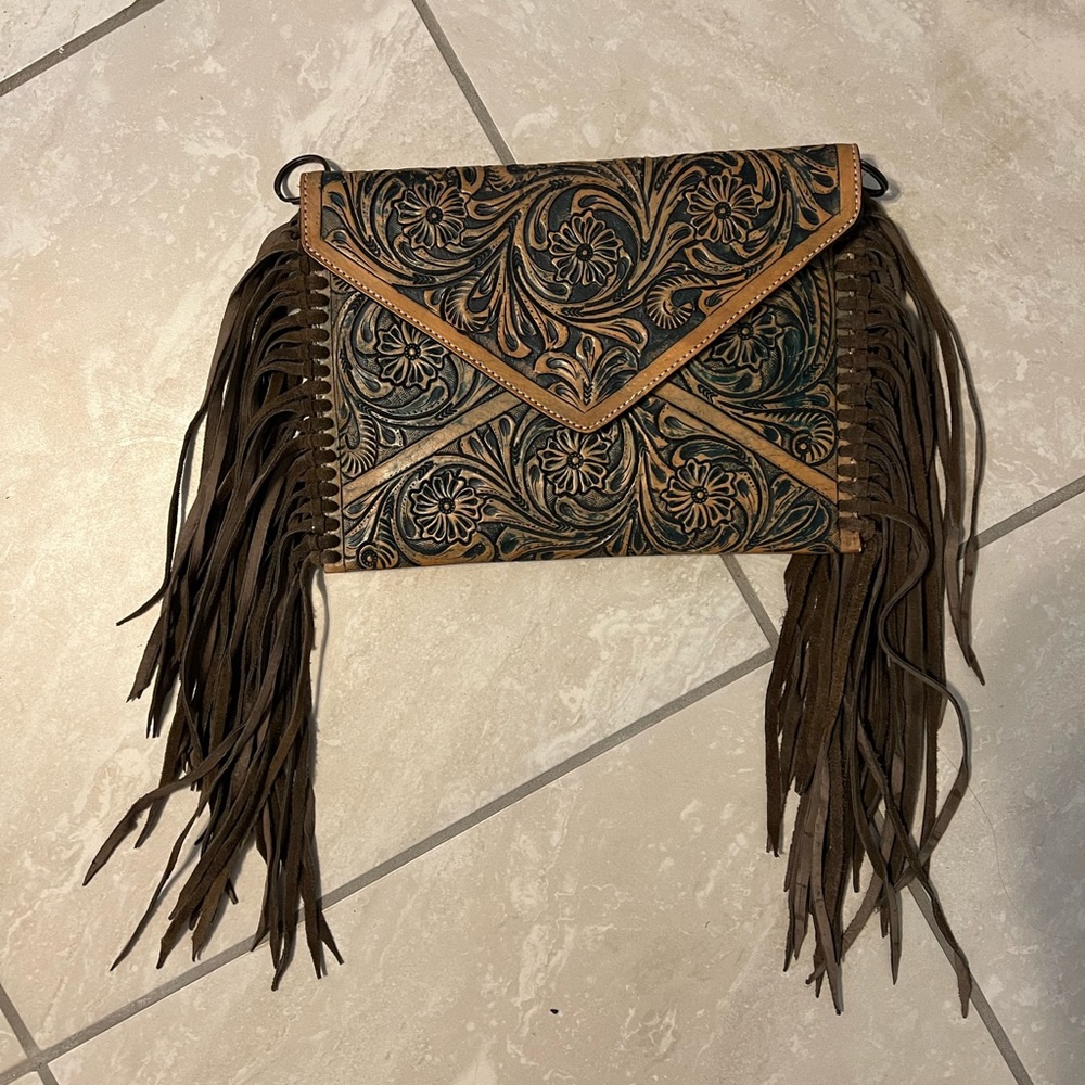 American Darling Tooled Leather Clutch